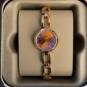 Fossil watch rose gold with purple dial